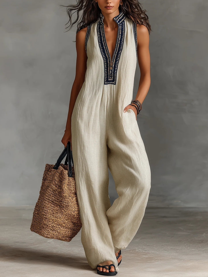 Ymke | Geborduurde Mouwloze Jumpsuit