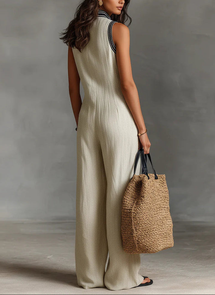 Ymke | Geborduurde Mouwloze Jumpsuit