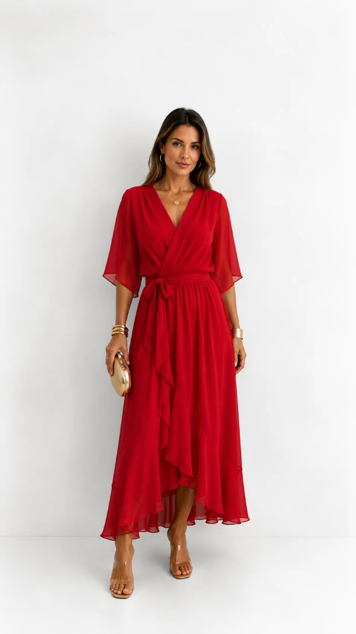 Tialda | Chiffon Wikkel Maxi-jurk