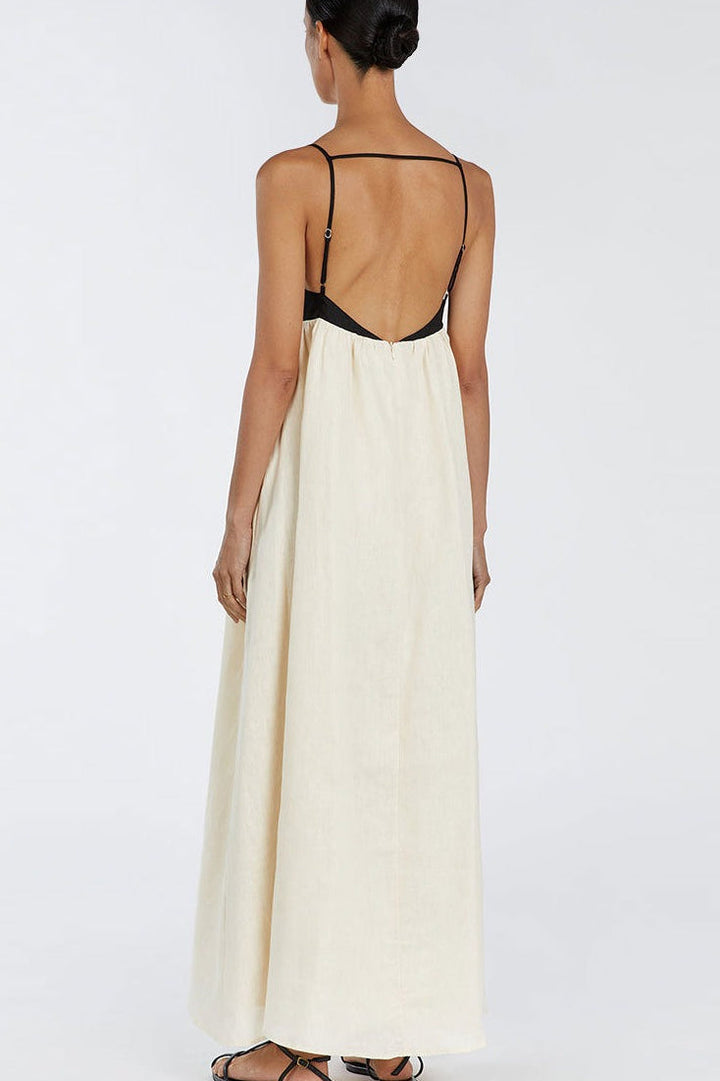 Fien | Colorblock Linnenmix Maxi-jurk