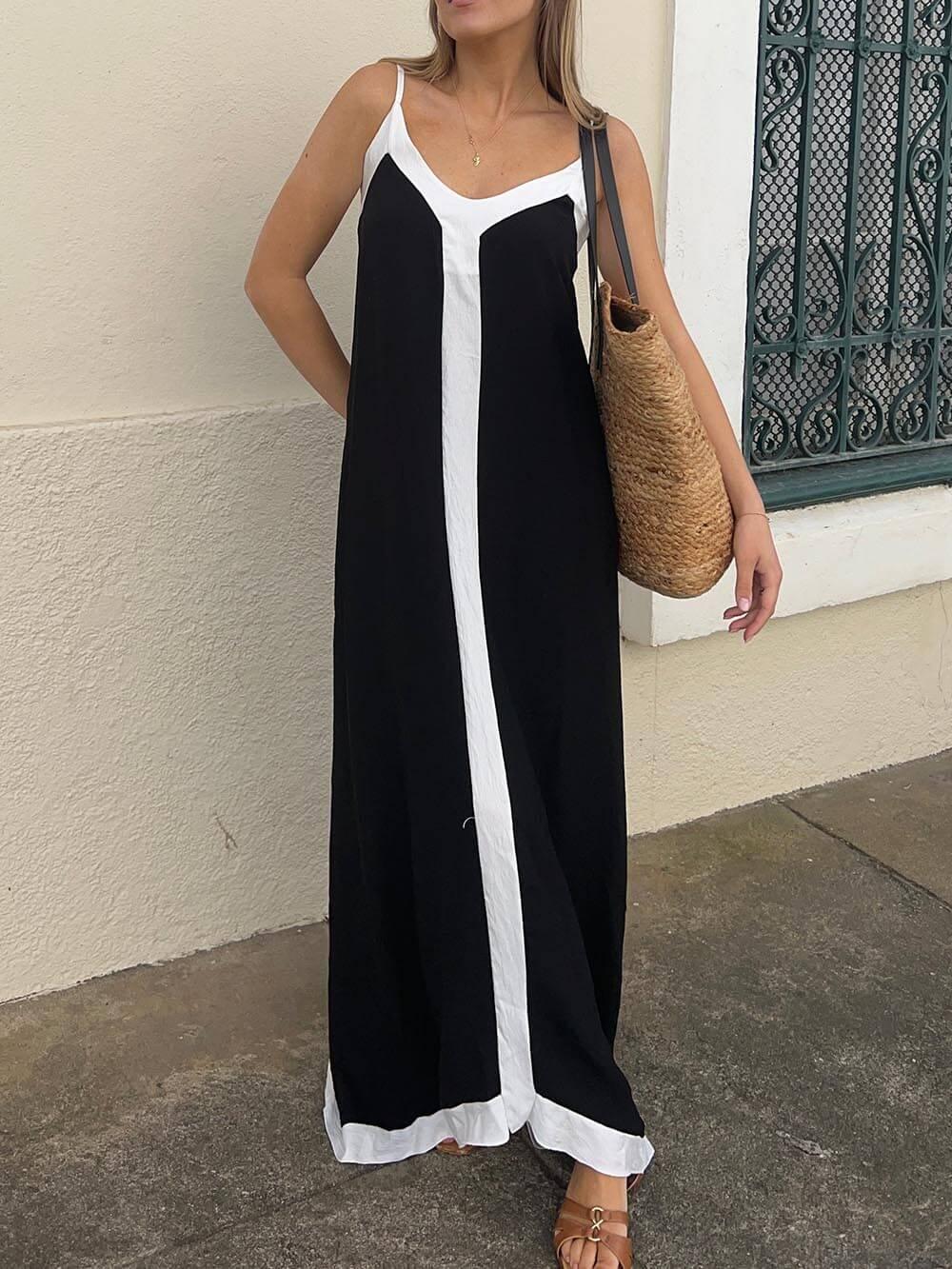 Aleid | Maxi-jurk met Contrasterende Bies
