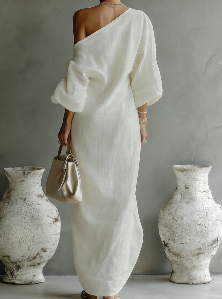 Annelie | Gedrapeerde One-Shoulder Maxi-jurk