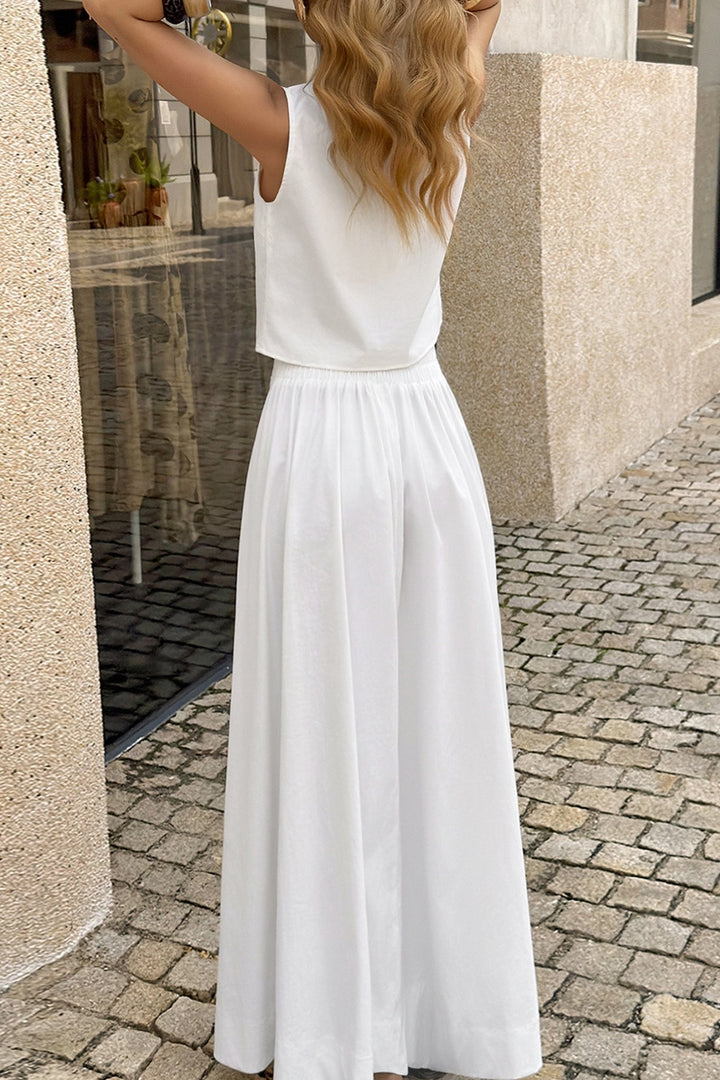 Saskia | Mouwloze Tweedelige Set met Maxirok