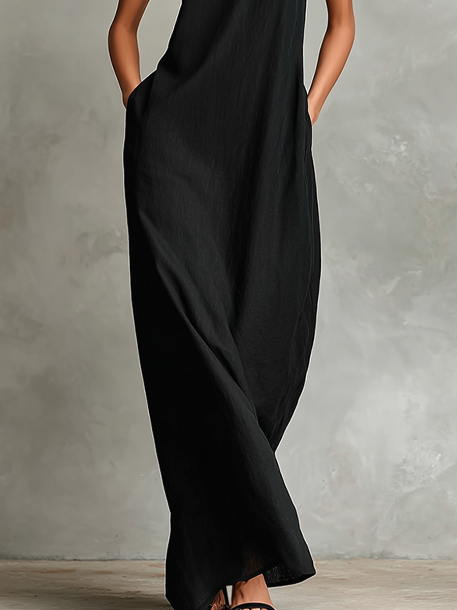 Doutzen | Minimalistische Linnenmix Maxi-jurk