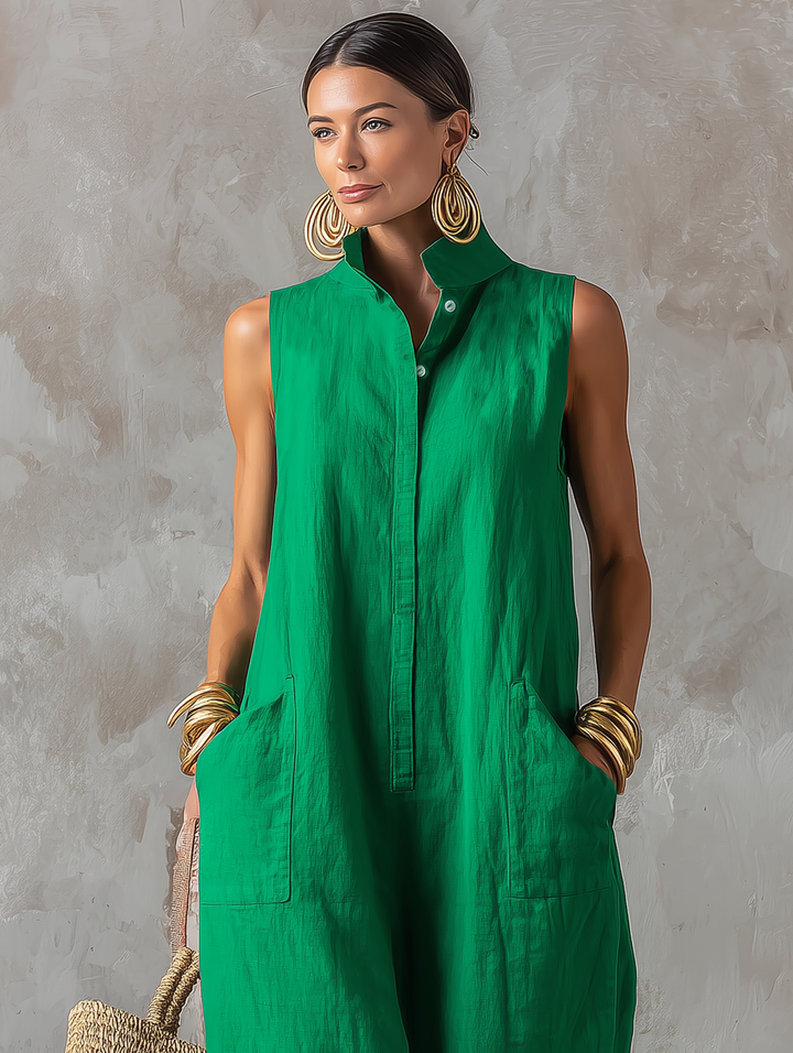 Annemarie | Luchtige Jumpsuit met Staande Kraag