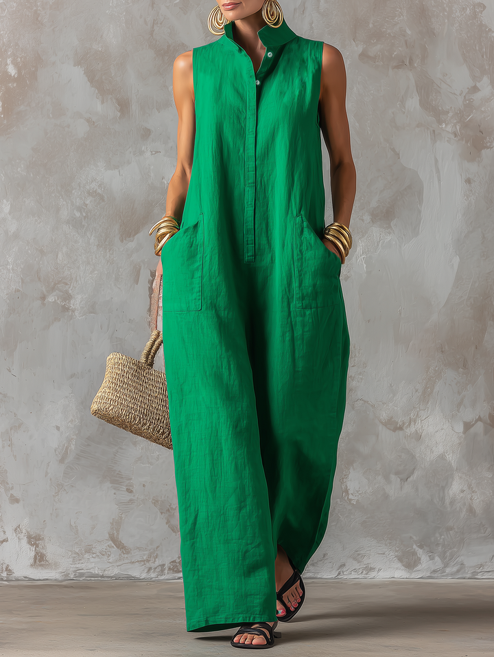 Annemarie | Luchtige Jumpsuit met Staande Kraag