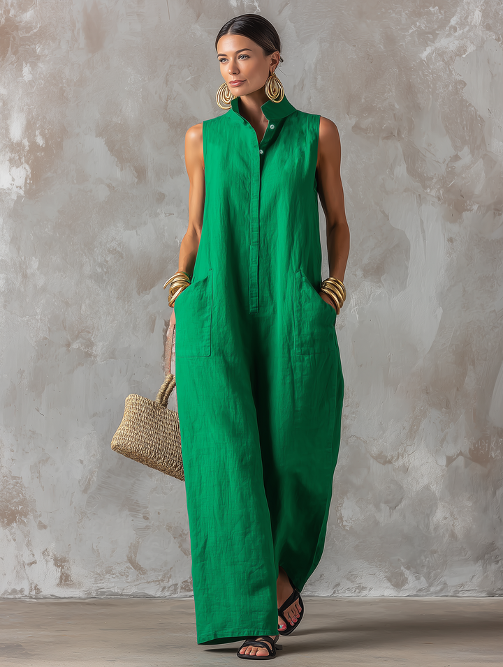 Annemarie | Luchtige Jumpsuit met Staande Kraag