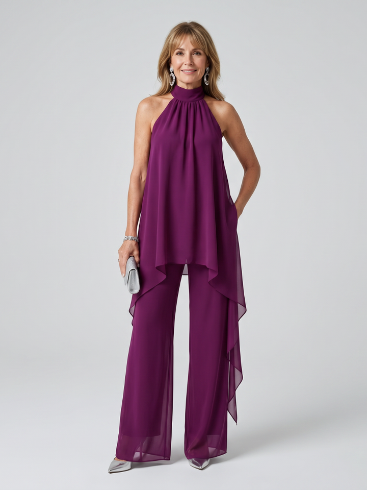 Rosalie | Asymmetrische Chiffon Tweedelige Set