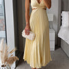 Leslie | Midi dress with V-neck and Pleated Skirt