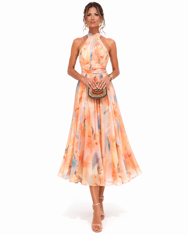 Aleid | Vloeiende Aquarel Maxi-jurk
