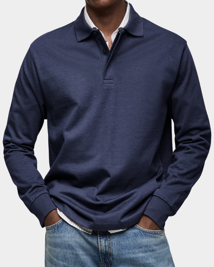 Kees | Zacht Poloshirt met Lange Mouwen