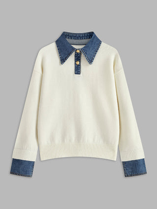 Audrey | Stylish Panel Lapel Sweater