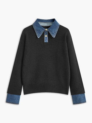 Audrey | Stylish Panel Lapel Sweater