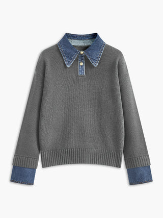 Audrey | Stylish Panel Lapel Sweater