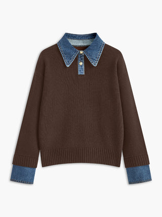 Audrey | Stylish Panel Lapel Sweater