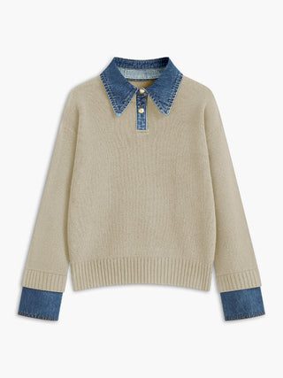 Audrey | Stylish Panel Lapel Sweater