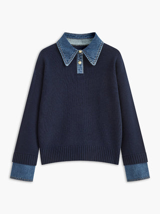 Audrey | Stylish Panel Lapel Sweater