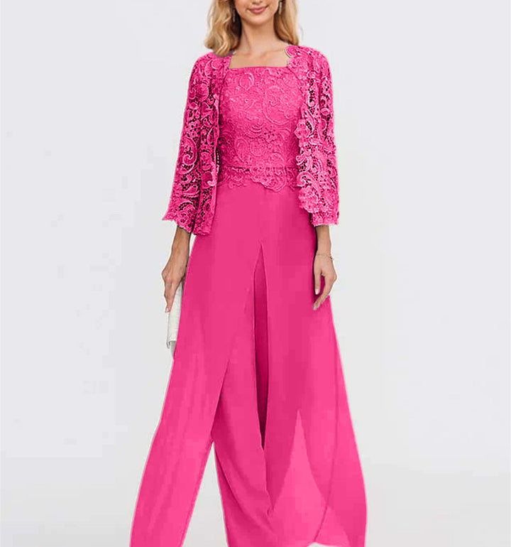 Linde | Chiffon Driedelige Set met Kant
