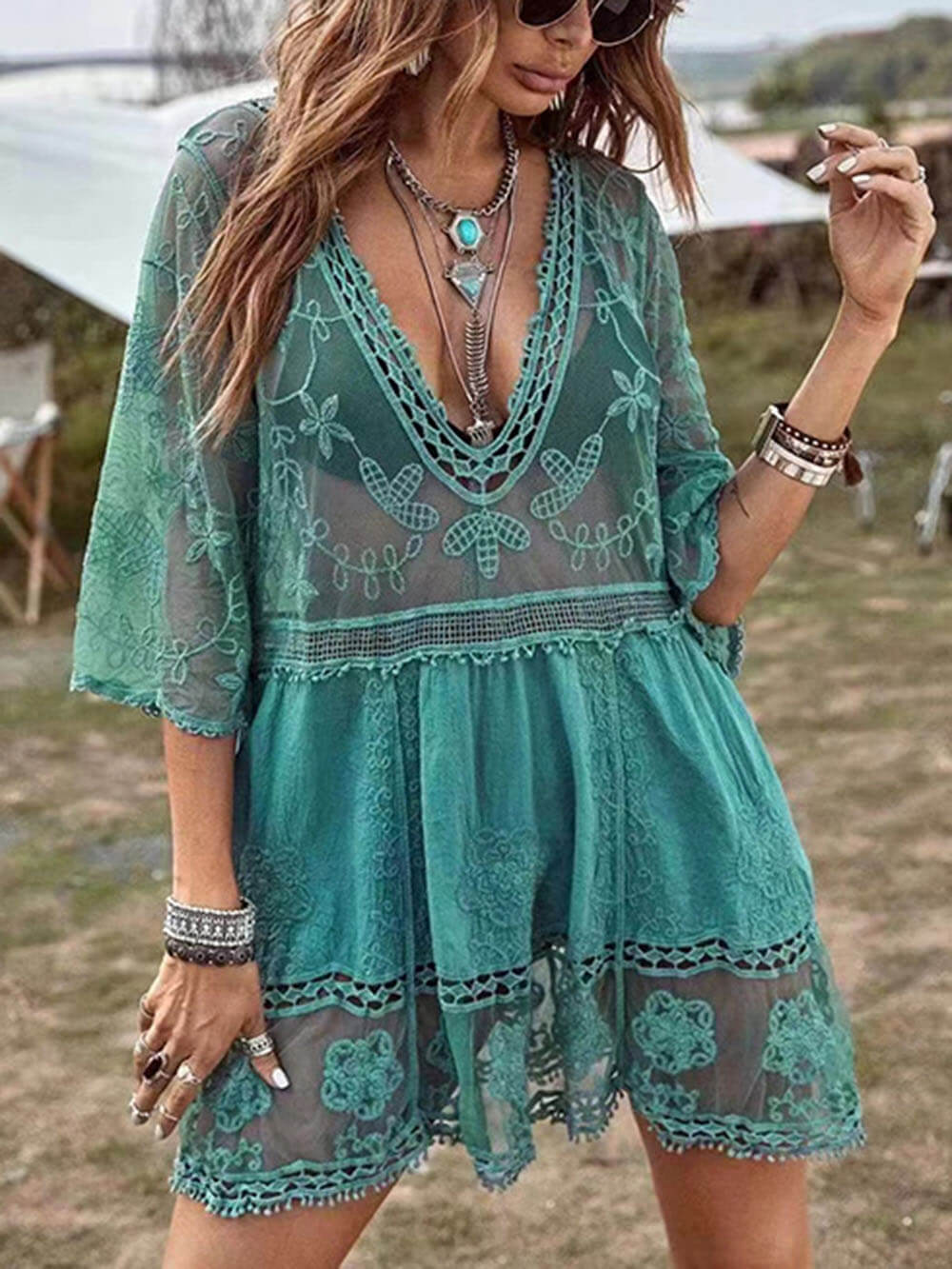 Jacoba | Opengewerkte Strand Cover-up