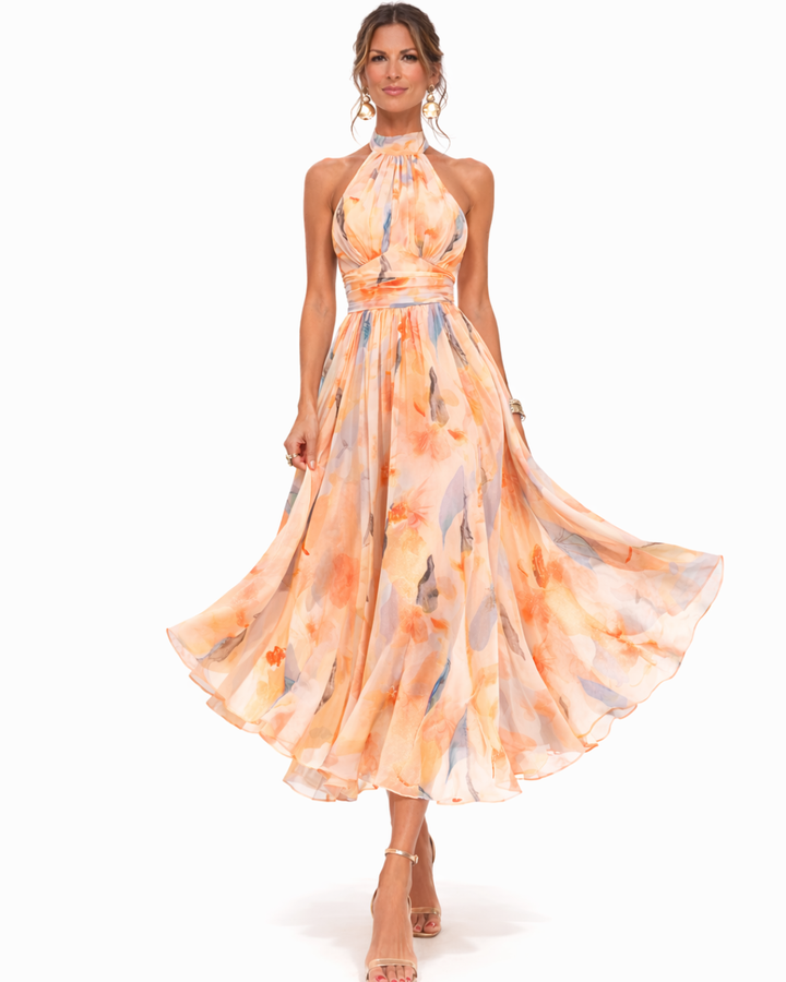 Aleid | Vloeiende Aquarel Maxi-jurk