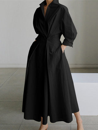 Brynn | Elegant Polo Collar A-Line Maxi Dress