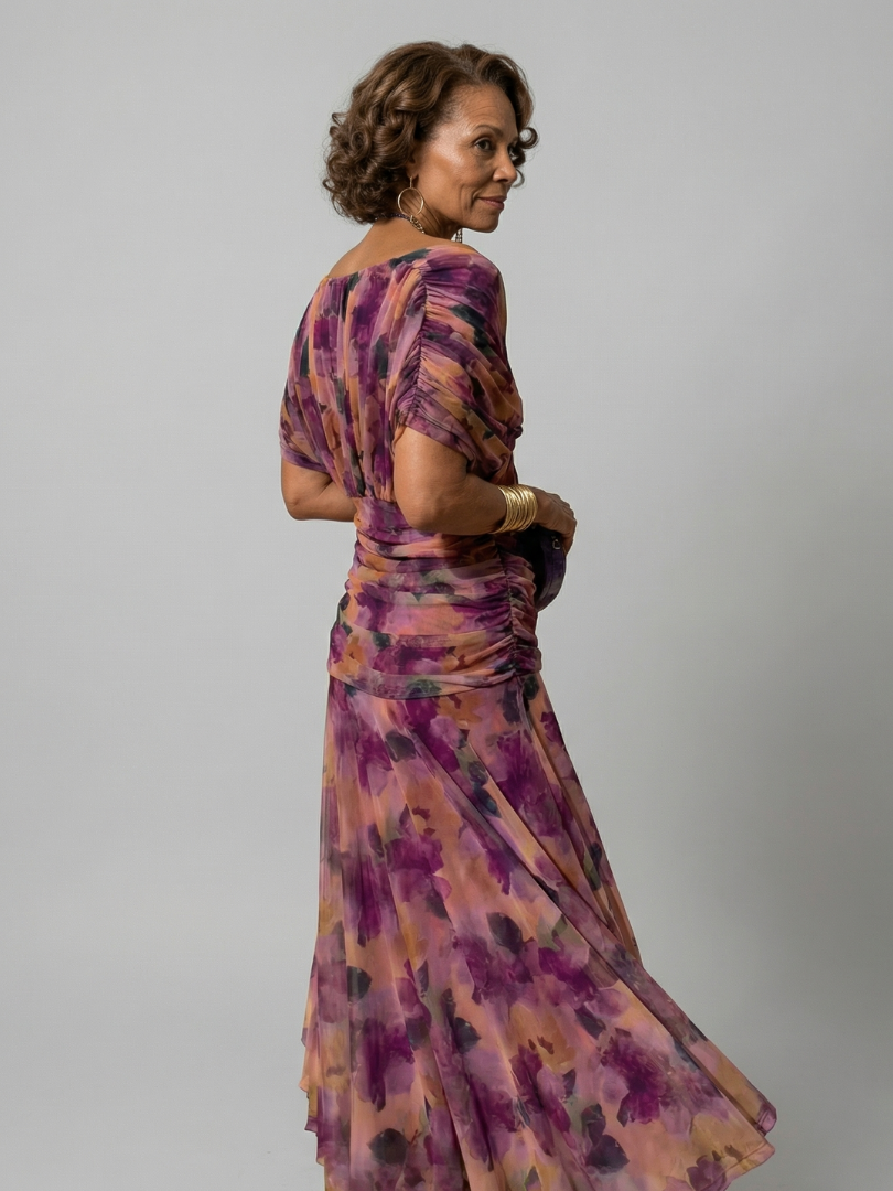 Sietske | Off-Shoulder Chiffon Midi-jurk