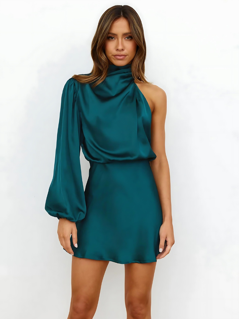 Ineke | Satijnen One-Shoulder Mini-jurk