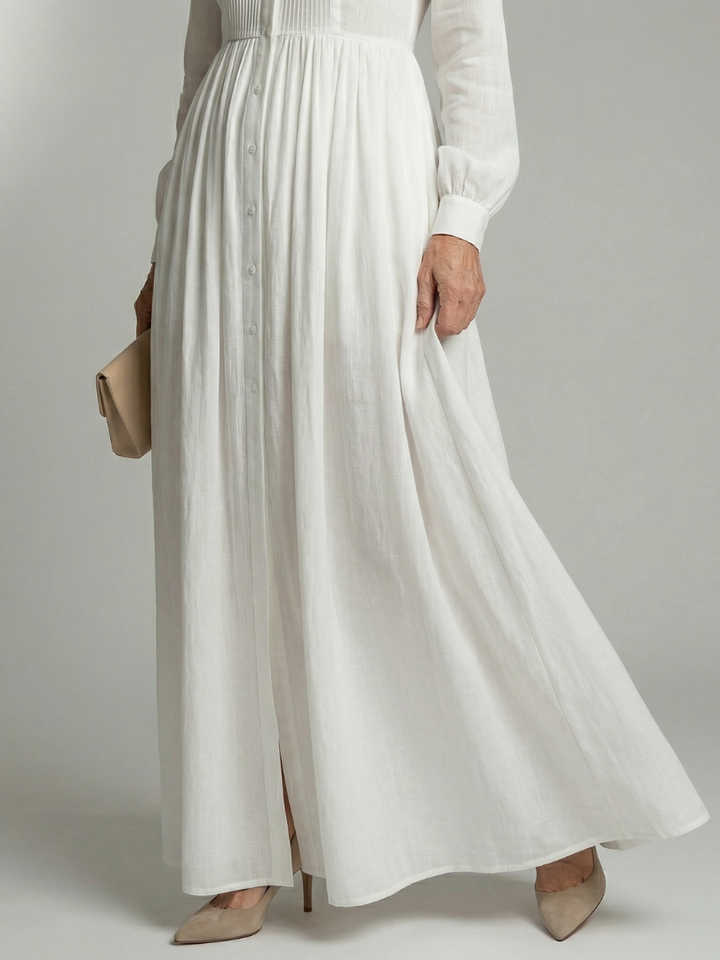 Ursula | Geplooide Doorknoop Maxi-jurk