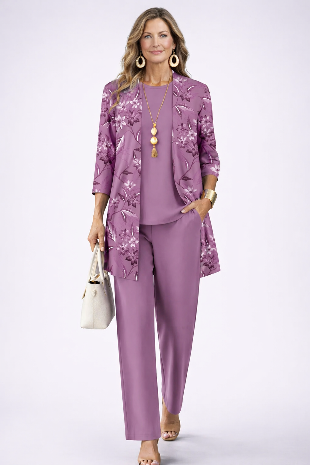 Linde | Elegante Gebloemde Driedelige Set
