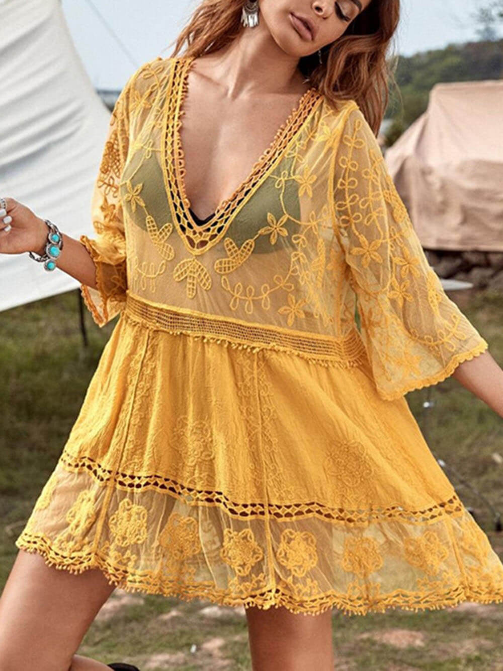 Jacoba | Opengewerkte Strand Cover-up