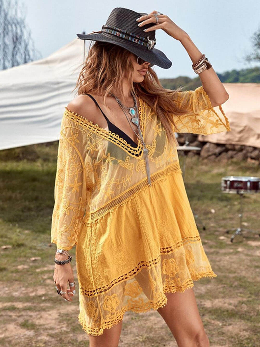 Jacoba | Opengewerkte Strand Cover-up
