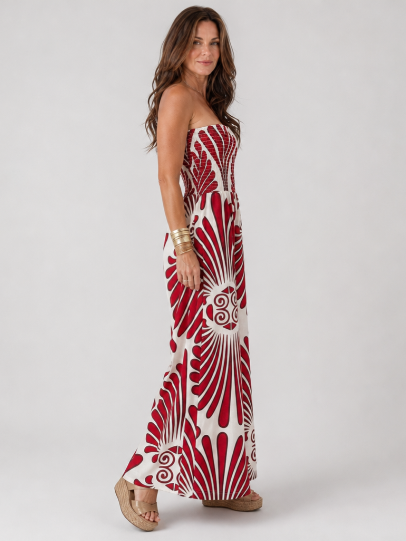 Wypkje | Strapless Grafische Maxi-jurk