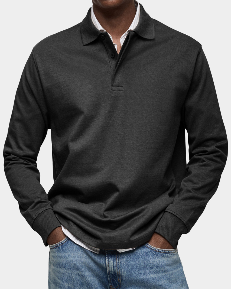 Kees | Zacht Poloshirt met Lange Mouwen