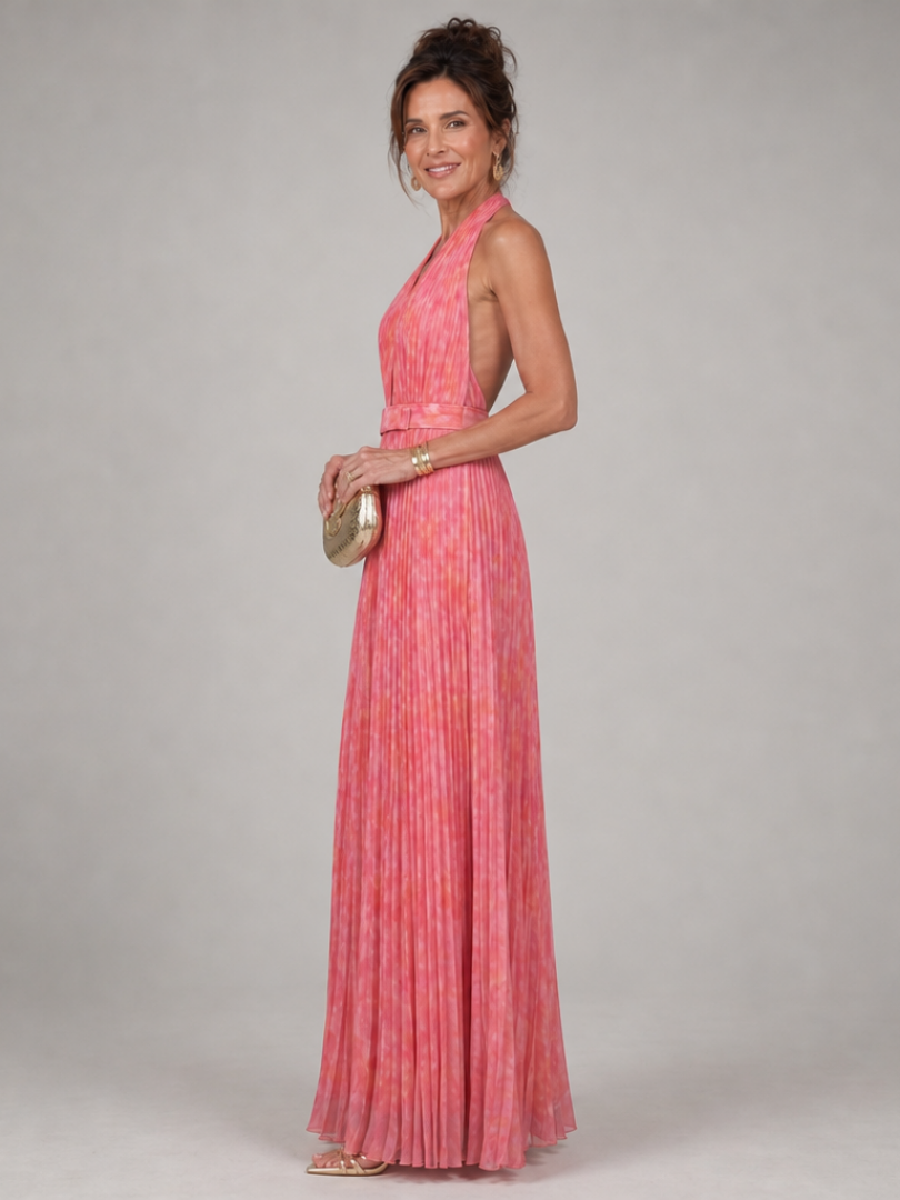Josephine | Geplooide Halter Maxi-jurk