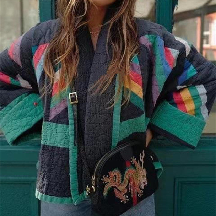 Marlies | Gewatteerde Patchwork Retro Jas