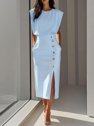 Nina | Sleeveless Side Button Midi