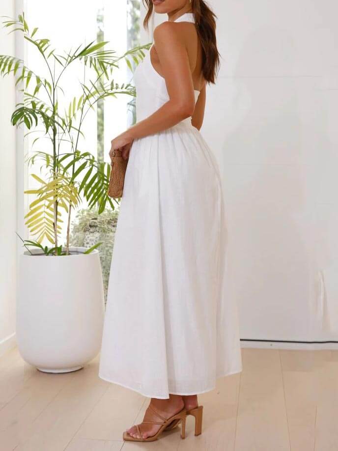 Olga | Halter Midi-jurk met Steekzakken