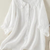 Skylar | Women's Linen Loose Peter Pan Ruffle Neck Shirt