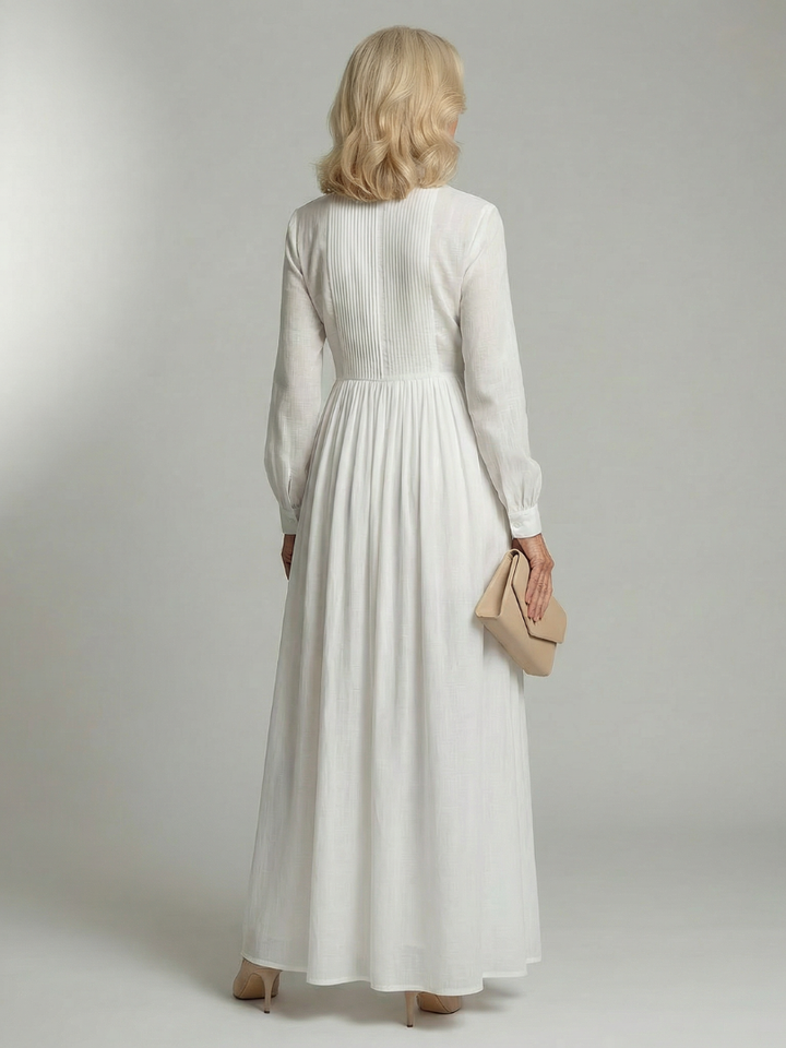 Ursula | Geplooide Doorknoop Maxi-jurk