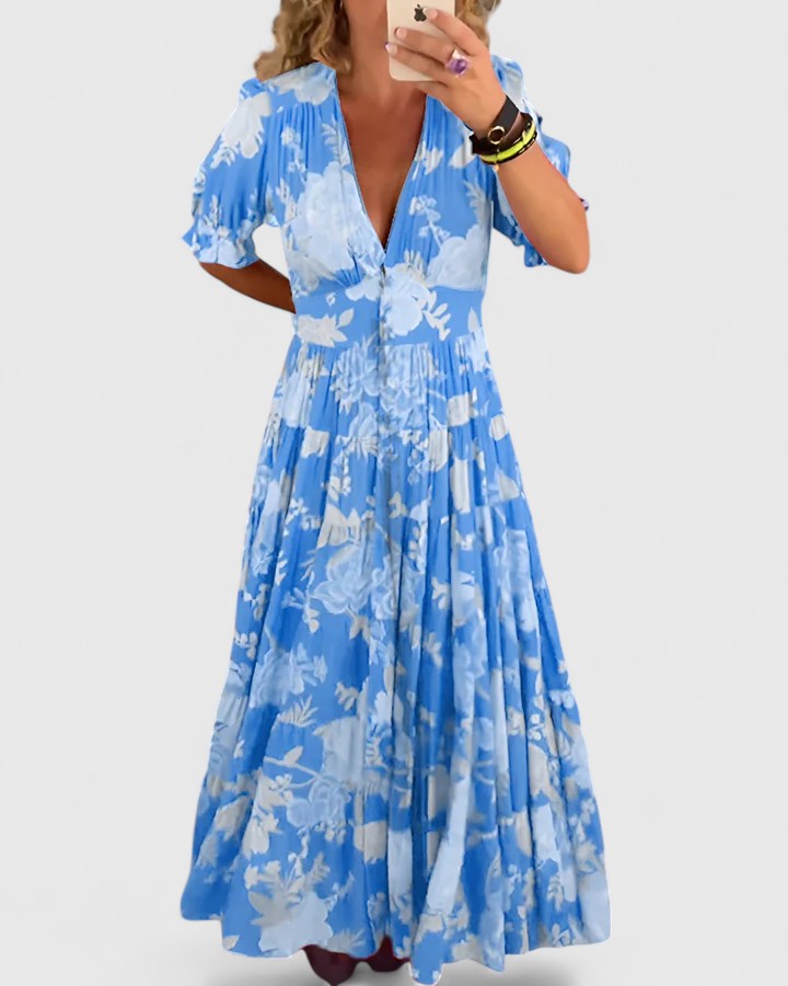 Odilia | Gelaagde Bloemen Midi-jurk