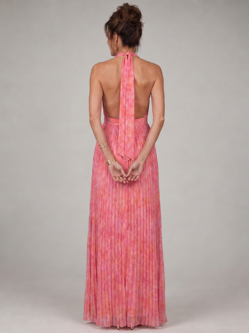 Josephine | Geplooide Halter Maxi-jurk