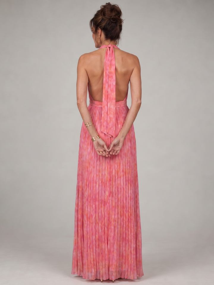 Josephine | Geplooide Halter Maxi-jurk