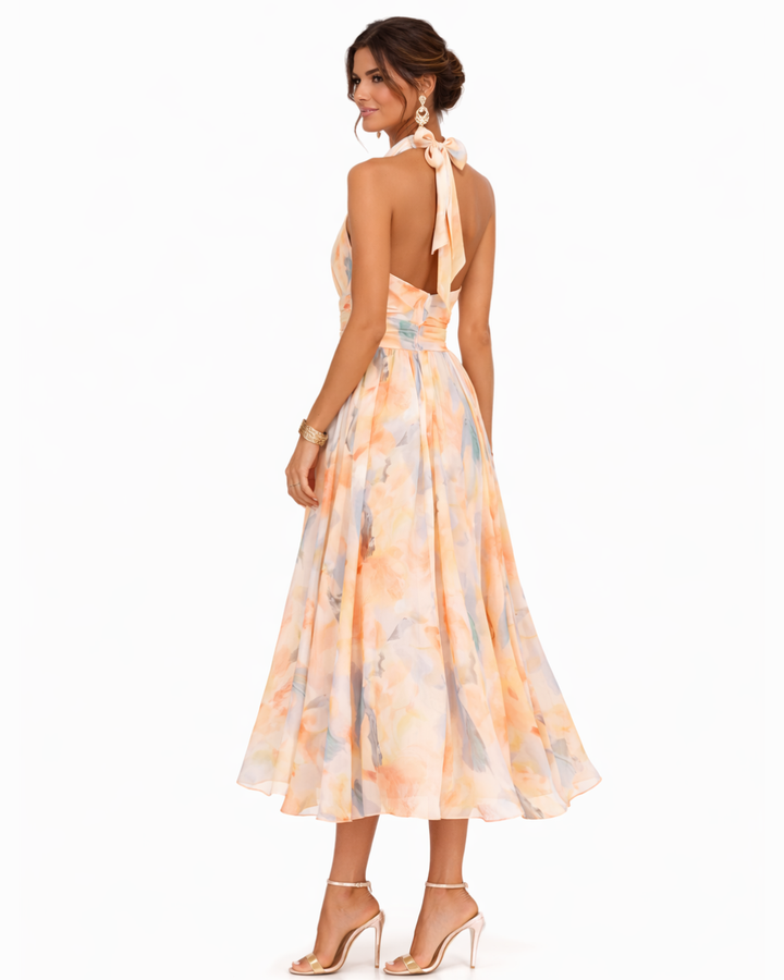 Aleid | Vloeiende Aquarel Maxi-jurk