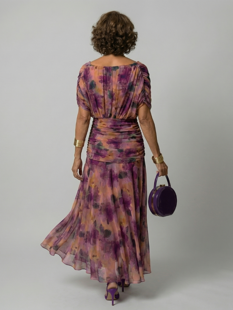 Sietske | Off-Shoulder Chiffon Midi-jurk