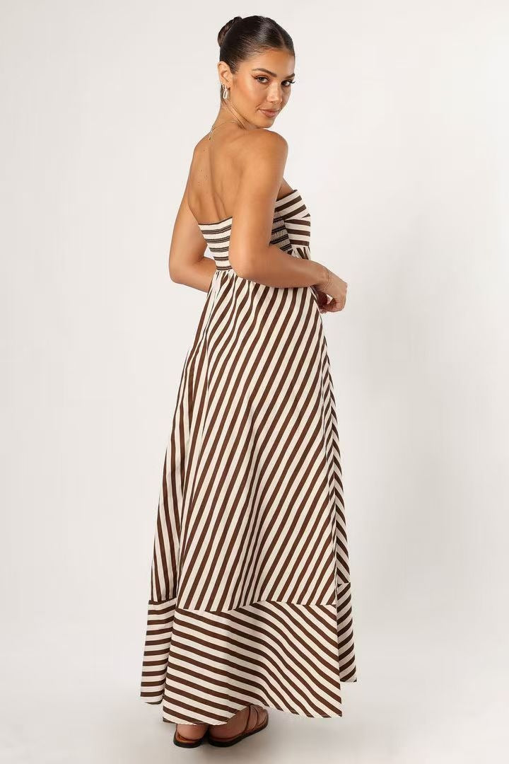 Elske | Gestreepte Strapless Maxi-jurk
