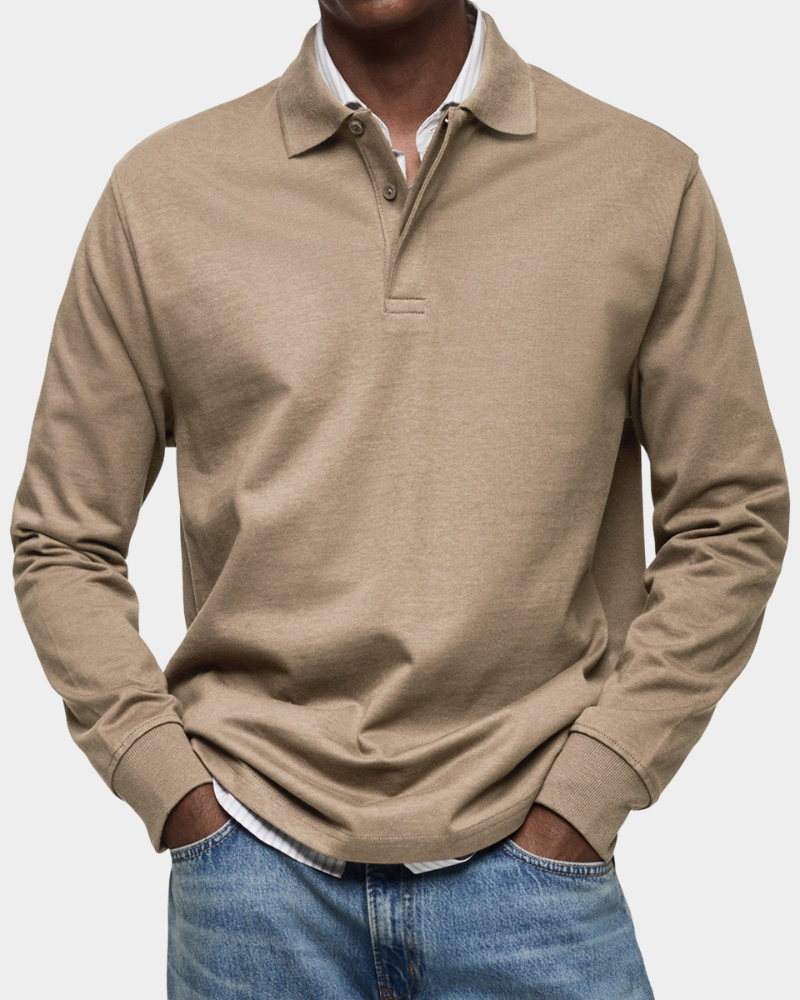 Kees | Zacht Poloshirt met Lange Mouwen