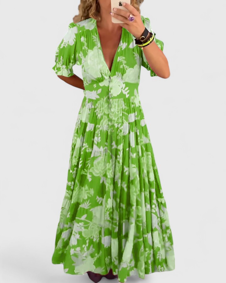 Odilia | Gelaagde Bloemen Midi-jurk