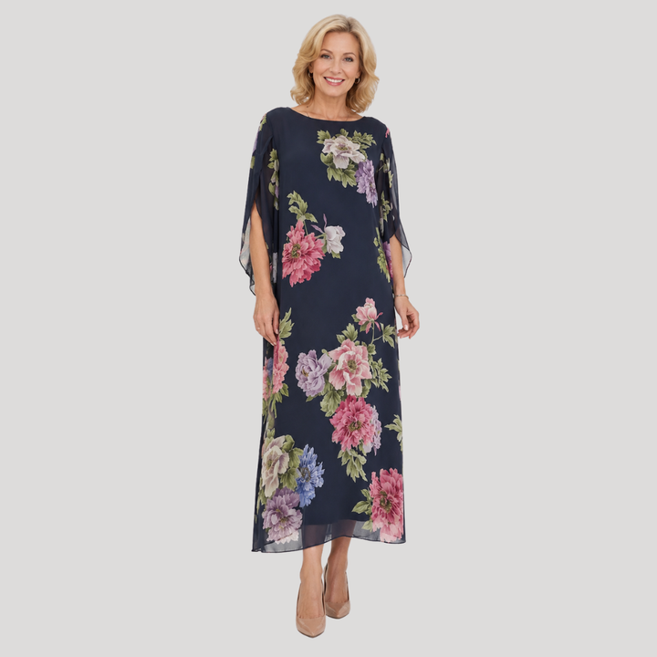 Everdien | Chiffon Maxi-jurk met Bloemendessin
