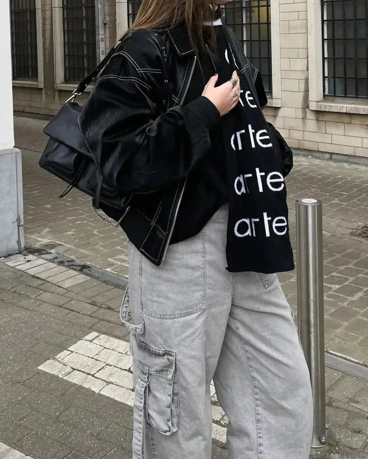 Veerle | Oversized Imitatieleren Bomberjas