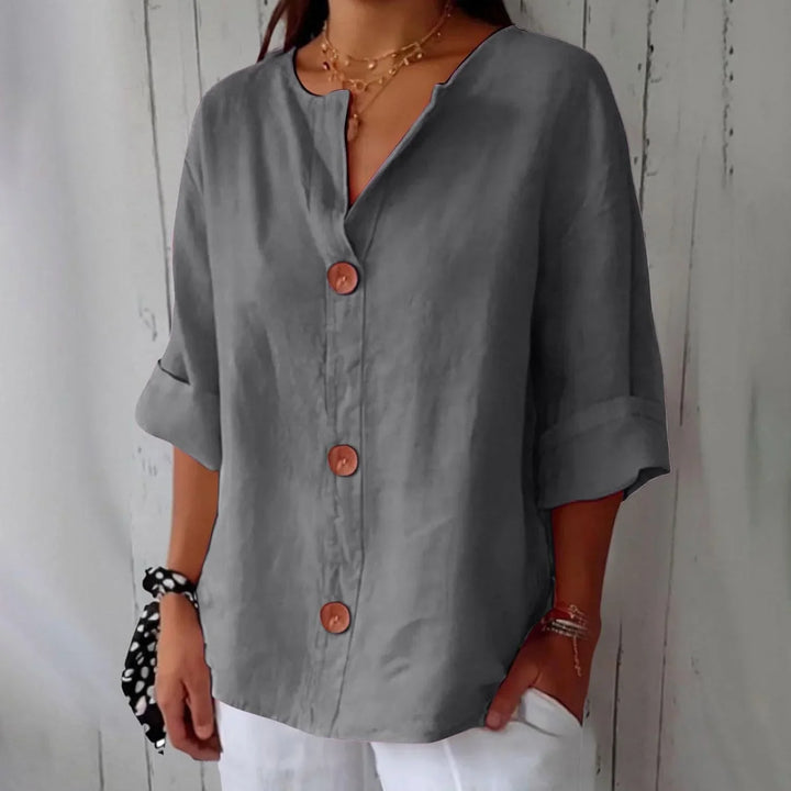 Rozemarijn | Linnen Blouse met Knopen